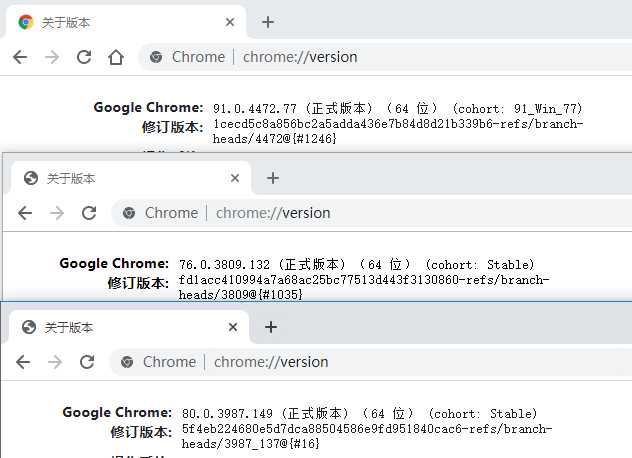 【便携版】chrome 76版本，80版本。